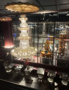 Chandelier at Devils River Whiskey Distillery San Antonio