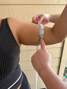 how to measure for your custom wedding dress, bicep