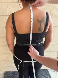 how to measure for your custom bridal gown center back