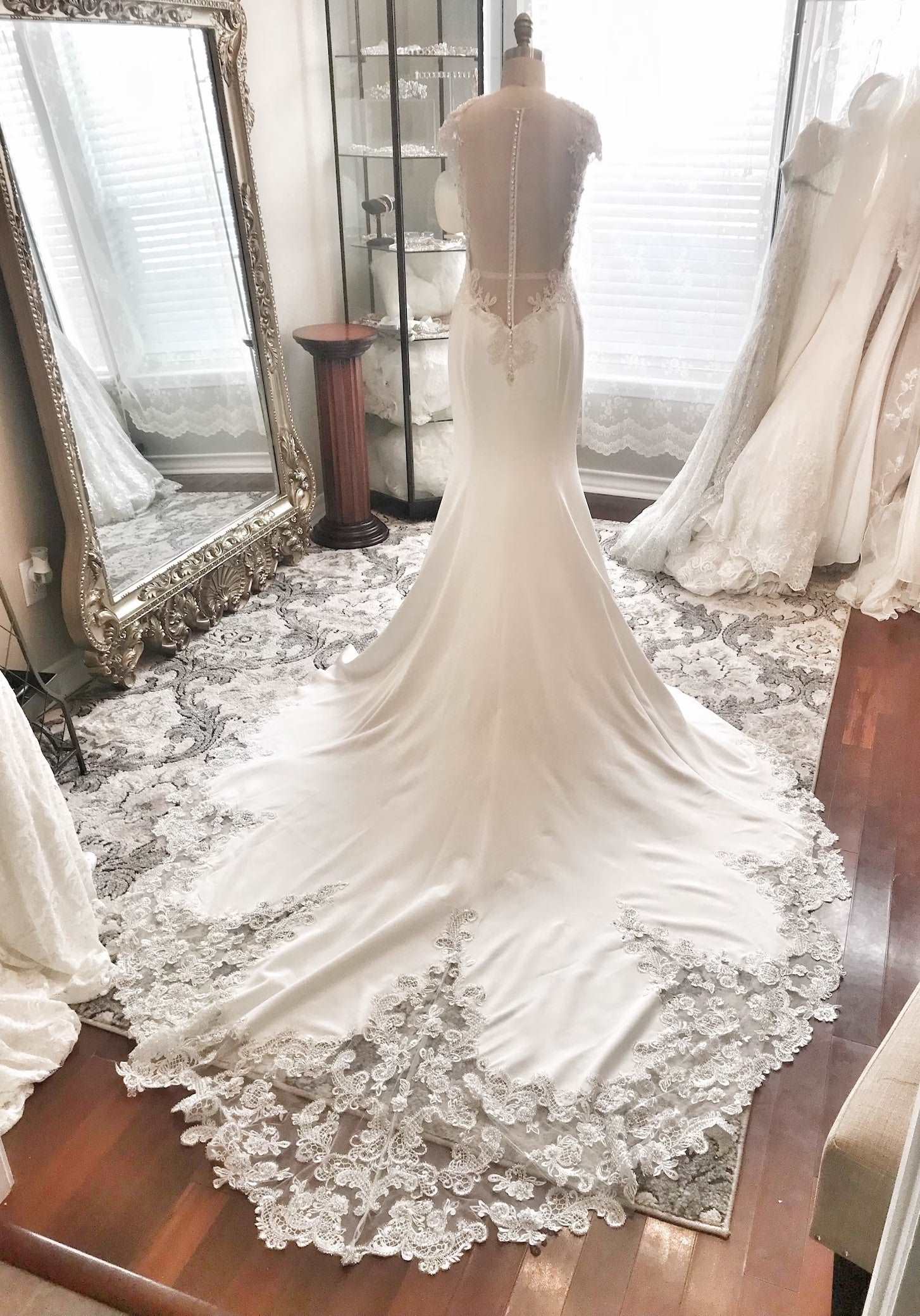 Beaded Lace with Illusion Back Fit & Flare Wedding Dress Gallia - Image 4