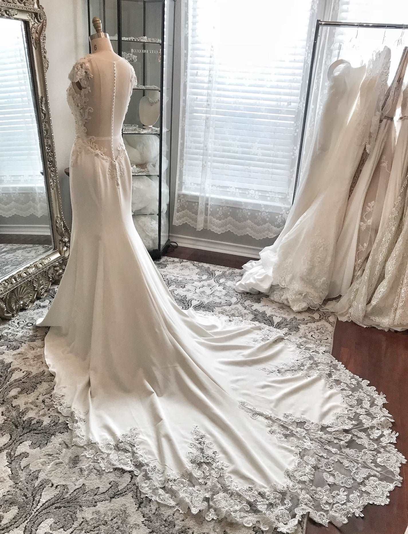 Beaded Lace with Illusion Back Fit & Flare Wedding Dress Gallia - Image 5