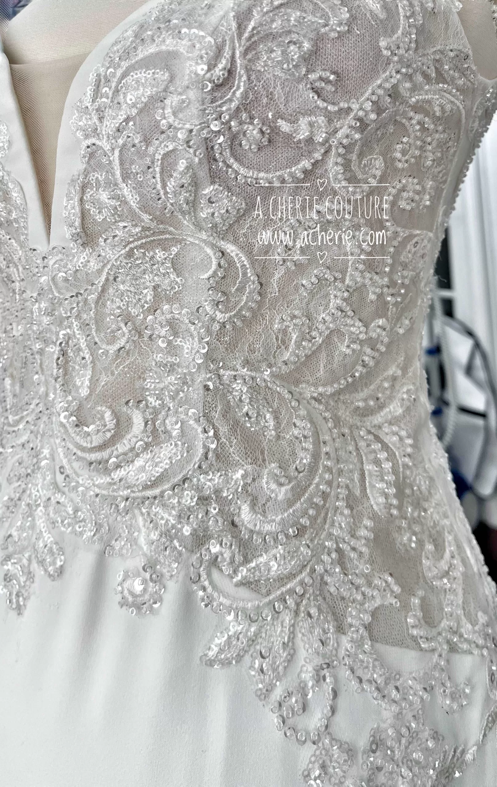 Sexy Low Back Fit and Flare Crepe Wedding Dress | Alaina - Image 15
