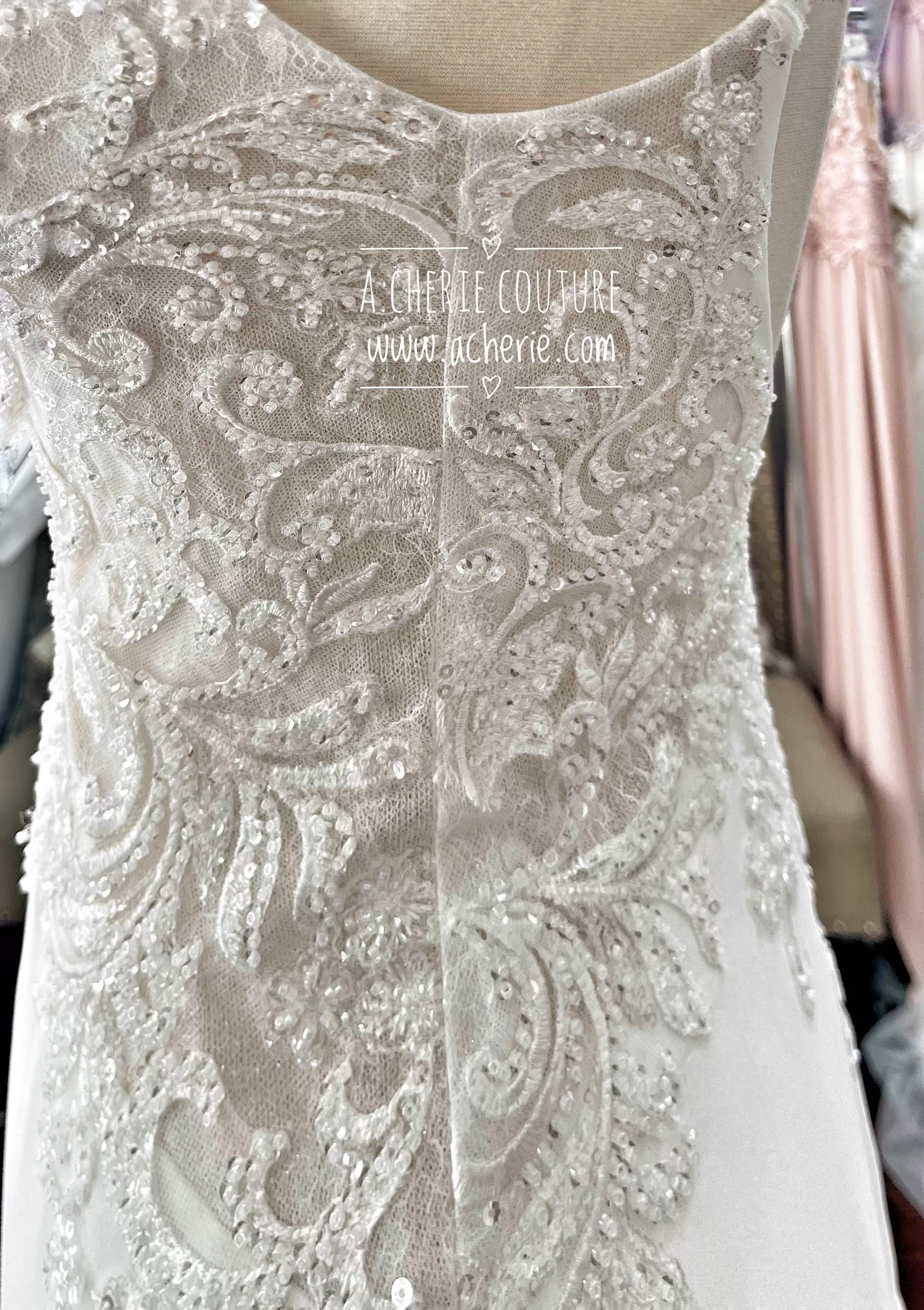 Sexy Low Back Fit and Flare Crepe Wedding Dress | Alaina - Image 17