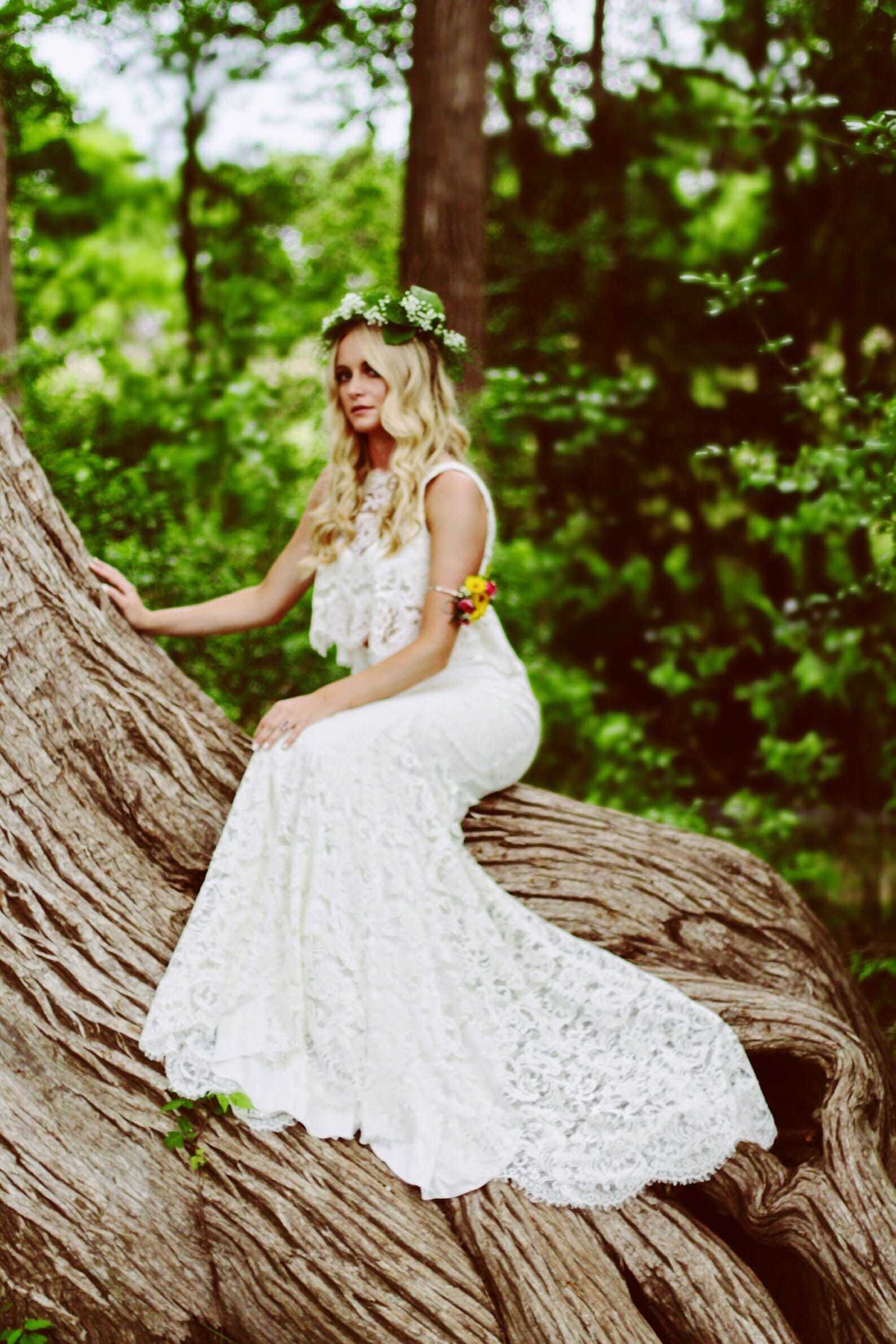 2 Piece Boho Style Lace Fit & Flare Wedding Dress Hadley - Image 2