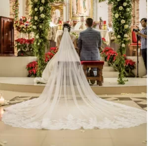 long lace custom bridal veil