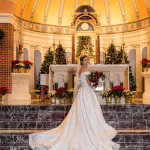 Satin and Lace Unique Wedding Dress Train